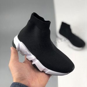 barnskor hög tränare hastighet sock sneakers pojkar flickor barn tränare designer ungdom småbarn utomhus sko barn som kör sneaker slip-on svart vit sporttränare