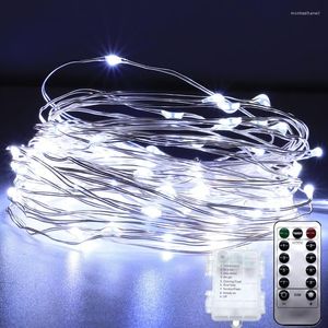 Corde Decorazione natalizia Lampada da giardino per feste Illuminazione per matrimoni impermeabile Batteria LED Filo di rame String Light Telecomando