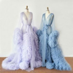 Maternity Robes Boutique Occasion Dresses Women Long Tulle Bathrobe Dress Po Shoot Birthday Party Bridal Fluffy Evening Sleepwe277a