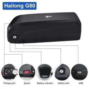 Original Ebike Battery Hailong 48V 10AH 12.5AH17.5AH 20AH POLLY 52V 17.5AH Electric Bicycle Battery Pack för 250W-1000W Motor 18650