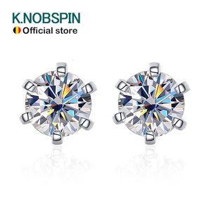 Ear Cuff KNOBSPIN 1ct Earrings for Women Wedding Fine Jewelry with GRA s925 Sterling Sliver Plated 18k White Gold Stud Earring 230718
