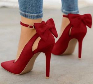 Sandals Women Pointed Toe High Heels Woman Thin Heels Ladies Sexy Pumps Ladies Buckle Strap Female Fashion Bowknot Shoes Plus Size 34-43 L230720