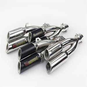 38-51 mm Evrensel Motosiklet Egzoz Boru Çift Outlet Egzoz Muffler Boru Kayması Kir Street Bike Motosiklet 242k