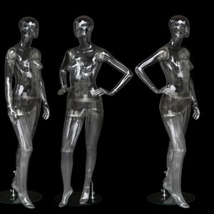 Fullkropp transparent plast transparent kvinnlig modellkläder som skjuter ihåliga 3D-skärm PROFS Forkhänt mannequin2542