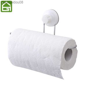 Starker Chrom-Edelstahl-Vakuum-Saugnapf-Rollenpapierhalter zur Wandmontage für Badezimmer-Toilettenpapier-Handtuchhalter L230704