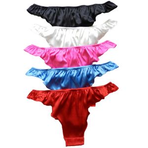 yavorrs 5pcs 여자 실크 팬티 섹시한 g 줄 끈 t back 새틴 비키니 s-xxl26-41 280v