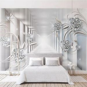 Po Wallpaper 3D Stereo Abstract Space European Style Pattern Diamond Murals Wall Papers Living Room TV Background Wall Decor2484