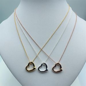 Original Blue box tiff 925 Silver Fashion Heart Necklace Jewelry Heart-Shaped Pendant Love Necklaces For Women's Party Weddin274y