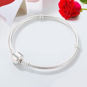 Damen 925 Sterling Silber Charm-Armbänder DIY Fit Original Pandora Charms Perlen Herzen Schlangenkette Armband Damen Geburtstag Engage282o