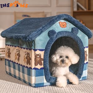 kennels pens Small Dog House Cute Cat Bed Tent Indoor Kitten Sleeping Basket Winter Warm Kennel Cat House with Removable Cushion Warm Dog Bed 230719