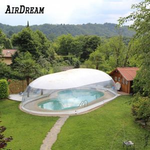 Outdoor customized transparent inflatable swimming pool cover dome with white covered ceiling from China factory235P