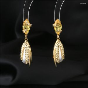 Kolczyki Dangle Design oświadczenie pszenica perła letnia moda kolczyka 925 Srebrna igła słodka elegancka złota biżuteria
