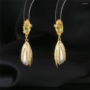 Dangle Earrings Design Statement Wheat Pearl Summer Fashion Temperament Earring 925 Silveredle Sweet Elegant Goldメッキジュエリー