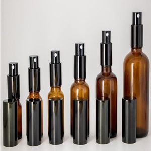 Fast DHL Shipping 10ml 15ml 20ml 30ml 50ml 100ml Amber Round Refillable Glass Spray Bottles Perfume Sprayer Cosmetic Atomizers Qdtvp