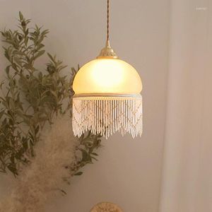 Lampy wisiork Nordic Light Luksusowe miedziane brzęczenie łóżko żyrandol średniowieczny przejście wern lampa retro lampa do sypialni lampy dekoracyjne