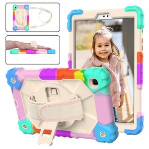 Samsung Galaxy Tab A7 Lite T220 T225 A 8 T290 T295 Heavy Duty Military Protective Shock Proof Cover Hands Shouant Strap의 화려한 회전 킥 스탠드 태블릿 케이스