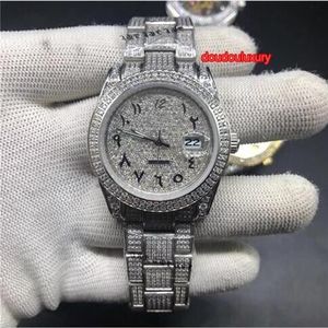 Orologio da polso da uomo con diamanti d'argento Top Boutique Orologio da uomo Scala araba Orologi da uomo alla moda popolari264L