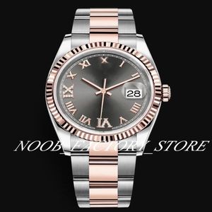 7 Modeller Factory Watch Model Date 36mm Two Tone Rose Gold Steel Strap 2813 Automatisk rörelse Kalender Mens presentklockor Original 265o