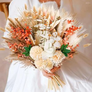 Flores decorativas Grama seca durável Pampas Não desbota Fácil de cuidar Layout de cena de planta falsa Suprimentos domésticos de longa duração