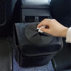 Portable Car DustBin Garbage Bag Dust säte Back Lagring Skräp Bin Box Case Sundries Holder Organizer Pocket Bags Trash Can Other2353