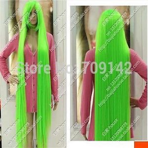 150 cm Cabelo Liso Longo Verde Claro Celeste Peruca Estendida de Alto Espessamento Kanekalon made Brazilian sem lace front wigs251Z