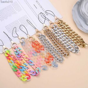 Colorful Phone Chain Lanyard Mobile Phone Keychain Strap Anti-lost Handmade Acrylic Cord Pendant for Women Jewelry Accessories L230619