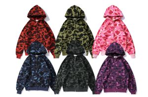 Erkek Tasarımcı Hoodie Tam Zip Hoodies Kadın Siyah Kamuflaj Ceket Mavi Uzun Kollu Teknoloji Polar Sweatshirt Sweatshirt Kapşonlu Adam Kadın Kazak Erkek Hoodie Boyutu XL