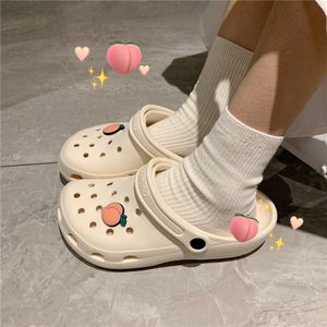 Sandals Solid Shoes DIY Peach Papaya Beach Slippers Hole Sandals Men's and Women's EVA Non slip Holiday Pillow Cloud Slippers 230719