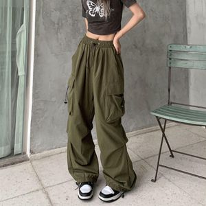 Calças Femininas Cargo de Verão Femininas Plus Size Baggy Streetwear Hip Hop Joggers Calça de Moletom com Cordão Solta Calças Largas 230719