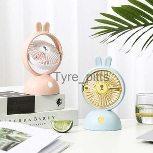 Portable Air Coolers Mini USB Electric Fan Cartoon Rabbit Tower Fan Handheld Desktop Large Fan For Home Lovely Student Gift x0729