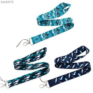 Ocean Whale Art Cartoon Neck Strap Walvishaai Sleutelhanger Lanyards Badge Houder Id-kaart Pass Hang Touw Mobiele Telefoon Accessoires L230619