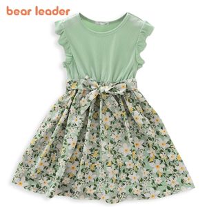 Bear Leader Girls Girls Floral платья 2023 Новая мода сладкие дети цветы корсет без рукавицы vestidos детская одежда 3-8 лет