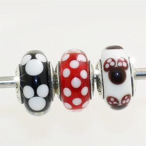 3pcs lot S925 Sterling Silver Thread Murano Glass Beads Fit European Pandora Style charm Bracelets & Necklaces304U