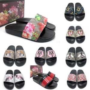 Best men slippers women ladies Flat platform sandals Rubber for Men Women Slide Floral brocade Gear bottoms flip flops Bee striped Beach HoJ