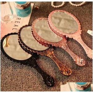 Mirrors Hand Held Makeup Mirror Romantic Vintage Lace Hold Oval Round Cosmetic Tool Dresser Gift 21 L2 Drop Delivery Home Garden Dhcvo