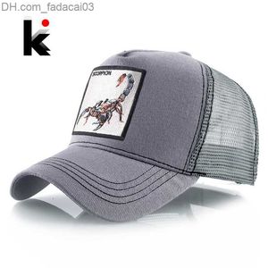 Ball Caps Straßenkleidung Truck Hut mit Skorpion Patch Herren Snapback Hip Hop Baseball Cap modisch das ganze Jahr über ausgefallener Hut Z230720