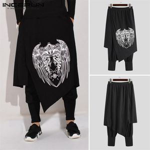 INCERUN Plus Größe Männer Hosen Casual Drape Drop Crotch Harem Punk Baggy Tanzen Hosen Mann Gothic Stil Doppel Schicht Black252c