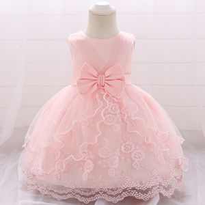 Pink White Baby Girl Dress 1st Birthday Dress For Christmas Kids Clothing Child Christening Princess Evening Clothing Vestidos