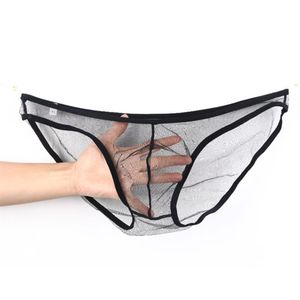 Mutande Completamente trasparente Biancheria intima da uomo Slip Garza Mutandine di viscosa maschile Lingerie sexy Vedere attraverso Cueca Gay Taglie forti Sottovesti Ho261Q