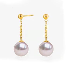 Stud NYMPH 18K Gold Earrings Pure AU750 Dangle Earrings Fine Akoya Pearl Ear Jewelry Exclusive Party Gift For Women 7-8mm E603 230719