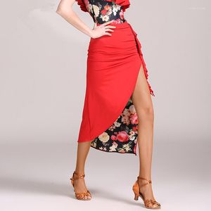 Stage Wear Latin Dance Skirt Suit For Sports Dress Jazz Tango Dresses Costume Robe Irregular Ruffled Hem Clothing Female