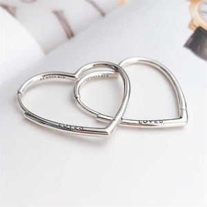 S925 Silver Big Heart Hoop Earring med Clear CZ Stone Original Box för Pandora Jewelry Women's Christmas Gift249n