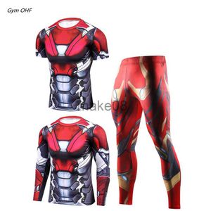 Men's Tracksuits Men's Tracksuit Gym Fitness Tight Skin Compression Sport Suit Men MMA Rashguard Body Building Fitness Running Sports Boxing Sets J230720