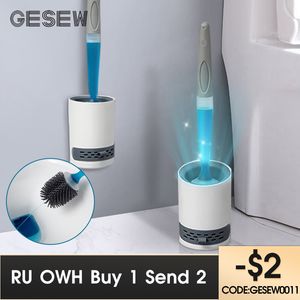 Toilet Brushes Holders GESEW Refull Liquid Silicone Toilet Brush Long Handle Wall Mounted Cleaning Tool Cleaning Toilet Accessories 230719