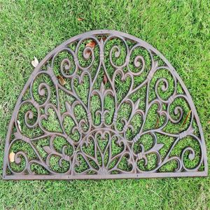 Cast Iron Doormat Half Round Door Mat Antique Decorative Metal Mat Brown Vintage Home Garden Yard Patio Grassland Ornament Crafts 239d