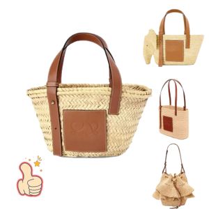 Luxurys Bucket Pochette Summer Weave Cross Body Clutch Beach Bags Womans Raffia Basket Straw Anagram axelväska Fold Shopper Totes Handbag Mens Designer