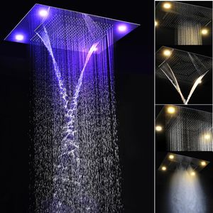 Modern Luxury Large Flow Rainfall LED Shower Heads Multi Functions Rain LED Showerhead Ceiling waterfall Mist 600x800mm shower2577