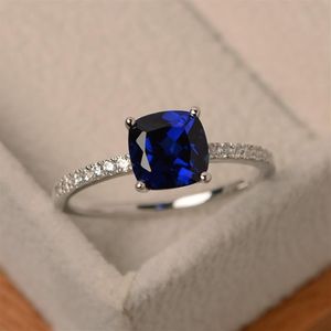 Anel da moda grande quadrado céu azul anéis de pedra para mulheres jóias presente de noivado anéis de pedra embutidos268E