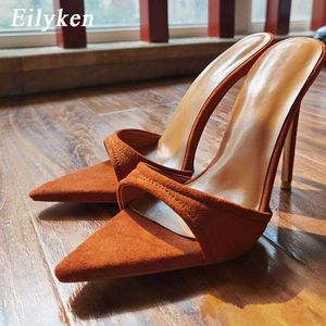 Sandals Eilyken 2023 New Summer Stiletto Heels Women Slippers Sandals Banquet Dress Mules Slides Fashion Bridesmaid Wedding Shoes L230720