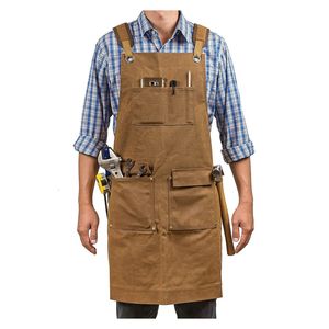 Cabo de corte Lona espessa Denim Carpintaria Anti-incrustante Barista Cozinha Restaurante Barbeiro Durável Avental de Bolso Atacado Personalizado 230719